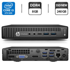 Неттоп HP EliteDesk 800 G2 USFF / Intel Core i5-6500T (4 ядра по 2.5 - 3.1 GHz) / 8 GB DDR4 / 240 GB SSD NEW / Intel HD Graphics 530 / VGA / Windows 11 Pro б/в