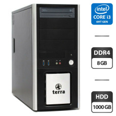 Компьютер Terra Tower / Intel Core i3-6100 (2 (4) ядра по 3.7 GHz) / 8 GB DDR4 / 1000 GB HDD / Intel HD Graphics 530 / DVD-ROM / 400W б/в