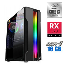 Ігровий ПК Tower NEW / Intel Core i3-10100F (4(8) ядра по 3.6-4.3 GHz) NEW / 16GB DDR4 NEW / 240GB SSD NEW / AMD Radeon RX 570, 4GB GDDR5, 256bit / 500W NEW б/в