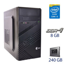 Комп'ютер QUBE QB05M Tower / Intel Core i3-8100 (4 ядра по 3.6GHz) / 8GB DDR4 (2666 MHz) / 240GB SSD / 400W / H310