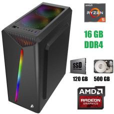 1st Player Rainbow Tower / AMD Ryzen 5 2600 (6(12) ядер по 3.4 - 3.9 GHz) / 16 GB DDR4 / 120 GB SSD+500 GB HDD / Radeon RX 580 4GB / БП 500 Вт б/в