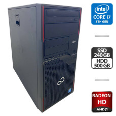 Комп'ютер Fujitsu Esprimo P710 E85+ Tower / Intel Core i7-3770S (4 (8) ядра по 3.1 - 3.9 GHz) / 8 GB DDR3 / 240 GB SSD + 500 GB HDD / AMD Radeon HD 6570, 1 GB GDDR5, 128-bit / DVD-ROM / VGA б/в