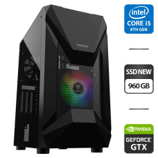 Ігровий ПК Athena E1 Elite Tower NEW / Intel Core i5-8500 (6 ядер 3.0 - 4.1 ГГц) / 16 ГБ DDR4 / 960 ГБ SSD NEW / nVidia GeForce GTX 1660 Super, 6 ГБ GDDR6, 192-біт / HDMI / 600 Вт NEW б/в