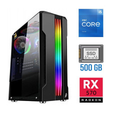 Ігровий ПК Tower / Intel Core i5-11400F (6 (12) ядер по 2.6 - 4.4 GHz) NEW / 16 GB DDR4 NEW / 500 GB SSD NEW / AMD Radeon RX 570, 4 GB GDDR5, 256-bit б/в