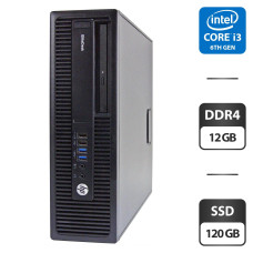 Комп'ютер HP ProDesk 600 G2 SFF / Intel Core i3-6100 (2 (4) ядра по 3.7 GHz) / 12 GB DDR4 / 120 GB SSD / Intel HD Graphics 530 / DVD-ROM / VGA / DisplayPort б/в