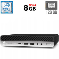 Неттоп HP ProDesk 600 G4 Mini USFF / Intel Core i3-8100T (4 ядра по 3.1 GHz) / 8 GB DDR4 / 120 GB SSD M.2 / Intel UHD Graphics 630 / USB 3.1 / DisplayPort б/в