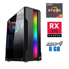 Ігровий ПК Tower NEW / AMD Ryzen 3 4100 (4(8) ядра по 3.8-4GHz) NEW / 8GB DDR4 NEW / 240GB SSD NEW / AMD Radeon RX 570, 4GB GDDR5, 256bit / 500W NEW б/в