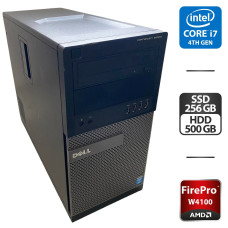Компьютер Dell OptiPlex 9020 Tower / Intel Core i7-4790 (4 (8) ядра по 3.6 - 4.0 GHz) / 16 GB DDR3 / 256 GB SSD + 500 GB HDD / AMD FirePro W4100, 2 GB GDDR5, 128-bit / DVD-ROM б/в