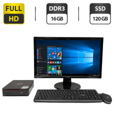 Комплект ПК: Fujitsu Esprimo Q920 USFF / Intel Core i5-4590T (4 ядра по 2.0 - 3.0 GHz) / 16 GB DDR3 / 120 GB SSD / Intel HD Graphics 4600 + Монітор BenQ GL2450-B / 24" (1920x1080) TN / VGA, DVI, HDMI б/в