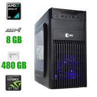 Комп'ютер Qube QB20A U3 Tower / AMD Athlon X4 950 (4 ядра по 3.5 - 3.8 GHz) / 8 GB DDR4 / 480 GB SSD / nVidia GeForce GT 730, 2 GB DDR3, 64-bit / 400W