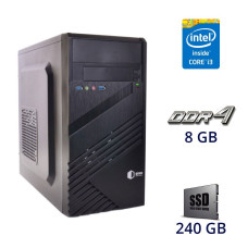 Ігровий ПК QUBE QB05M U3 Tower / Intel Core i3-9100F (4 ядра по 3.6 - 4.2 GHz) / 8 GB DDR4 / 240 GB SSD / nVidia GeForce GT 1030, 2 GB GDDR5, 64-bit / 400W