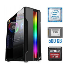 Ігровий ПК Tower / Intel Core i3-6100 (2(4) ядра по 3.7GHz) / 16GB DDR4 NEW / 500GB SSD NEW / Radeon RX 580, 8GB GDDR5, 256-bit б/в