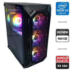 Ігровий ПК 1stPlayer FireBase X6 Tower NEW / Intel Xeon E3-1270 v5 (аналог Intel Core i7-7700) (4 (8) ядра по 3.6 - 4.0 GHz) / 16 GB DDR4 NEW / 960 GB SSD NEW / AMD Radeon RX 580, 8 GB GDDR5, 256-bit / 500W NEW б/в