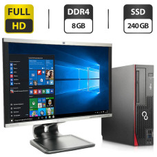 Комплект ПК: Fujitsu Esprimo D756 E85 + SFF / Intel Core i5-6500 (4 ядра по 3.2 - 3.6 GHz) / 8 GB DDR4 / 240 GB SSD NEW / Intel HD Graphics 530 + Монітор Б-клас 22" (1680x1050) TN / VGA, DVI б/в