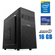 Ігровий ПК Vinga CS112B Tower NEW / Intel Xeon E3-1240 v3 (4 (8) ядра по 3.4 - 3.8 GHz) (аналог i7-4770) / 16 GB DDR3 / 256 GB SSD / AMD Radeon Pro WX 2100, 2 GB GDDR5, 64-bit б/в