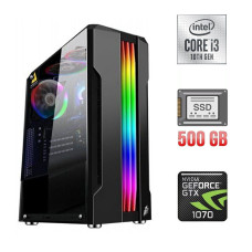 Ігровий ПК Intel Core i3-10100F (4(8) ядра по 3.6-4.3GHz) NEW / 16GB DDR4 NEW / 500GB SSD NEW / nVidia GeForce GTX 1070, 8GB GDDR5, 256bit / 500W NEW б/в