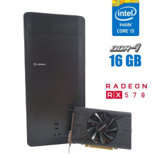 Ігровий ПК GameMax Black Tower NEW / Intel Core i5-6500 (4 ядра по 3.2 - 3.6 GHz) / 16 GB DDR4 / 120 GB SSD NEW + 320 GB HDD / AMD Radeon RX 570, 4 GB GDDR5, 256-bit / 600W NEW б/в