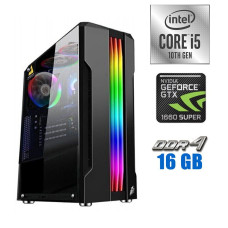 Ігровий ПК Tower / Intel Core i5-10400F (6(12) ядер по 2.9-4.3GHz) / 16GB DDR4 / 500GB SSD M.2 / GeForce GTX 1660 Super, 6GB GDDR5, 192-bit / 500W