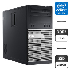 Комп'ютер Dell OptiPlex 9020 Tower / Intel Core i7-4790 (4 (8) ядра по 3.6 - 4.0 GHz) / 8 GB DDR3 / 240 GB SSD / Intel HD Graphics 4600 / DVD-ROM / DisplayPort б/в