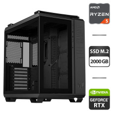 Ігровий ПК Asus Gaming GT502 Black Tower / AMD Ryzen 5 7500F (6 (12) ядер по 3.7 - 5.0 GHz) / 32 GB DDR5 / 2000 GB SSD M.2 / nVidia GeForce RTX 3090, 2 384-bit / HDMI / 850W