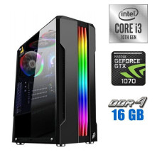 Ігровий ПК Tower NEW / Intel Core i3-10100F (4 (8) ядра по 3.6 - 4.3 GHz) NEW / 16 GB DDR4 NEW / 240 GB SSD NEW / nVidia GeForce GTX 1070, 8 GB GDDR5, 256-bit / 600W NEW б/в