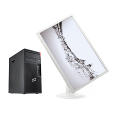 Комплект ПК: Fujitsu Esprimo P557 E85+ Tower / Intel Core i5-6400 (4 ядра по 2.7 - 3.3 GHz) / 8 GB DDR3 / 240 GB SSD / Intel HD Graphics 530 / 280W + Монітор AOC E2770PQU 2x 2W б/в