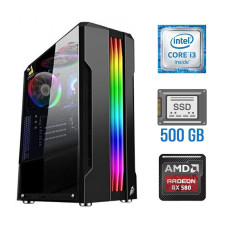 Ігровий ПК Tower / Intel Core i3-6100 (2(4) ядра по 3.7GHz) / 8GB DDR4 NEW / 500 GB SSD NEW / AMD Radeon RX 580, 8 GB GDDR5, 256-bit б/в