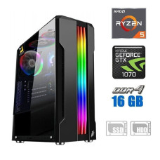 Ігровий ПК AMD Ryzen 5 3600 6 (12) ядер 3.6 -4.2 GHzNEW/16GB DDR4 NEW/120 GB SSD NEW+500GB HDD/GeForce GTX 1070, 8 GB GDDR5/500W б/у