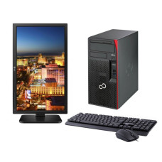 Комплект ПК: Fujitsu Esprimo P557 E85+ Tower / Intel Core i5-6400 (4 ядра по 2.7-3.3 GHz) / 4GB DDR3 / 500GB HDD / Intel HD Graphics 530 + Монітор 24" IPS / 2x 1W + Maxxter USB Black б/в