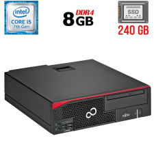 Комп'ютер Б-клас Fujitsu Esprimo D556 2 E85+ SFF / Intel Core i5-7500 (4 ядра по 3.4 - 3.8 GHz) / 8 GB DDR4 / 240 GB SSD / Intel HD Graphics 630 / 280W / DVD-ROM / DisplayPort б/в