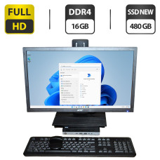 Комплект: HP EliteDesk 800 G3 Desktop Mini PC / Intel Core i5-6500T (4 ядра по 2.5 - 3.1 GHz) / 16 GB DDR4 / 480 GB SSD NEW / Intel Graphics + Монітор Б-клас 22" (1920x1080) TN / Різні брендиб/в