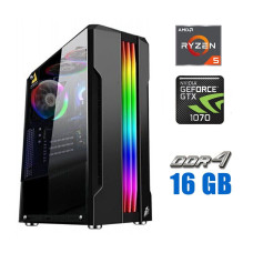 Ігровий ПК Tower NEW / AMD Ryzen 5 4500 (6 (12) ядер по 3.6-4.1 GHz) NEW / 16GB DDR4 NEW / 1000GB SSD NEW / GeForce GTX 1070, 8GB GDDR5, 256-bit / 600W NEW б/в