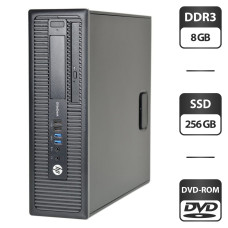 Комп'ютер HP EliteDesk 800 G1 SFF / Intel Core i3-4130 (2(4) ядра по 3.4GHz) / 8GB DDR3 / 256GB SSD / HD Graphics 4400 / DVD-ROM / VGA б/в