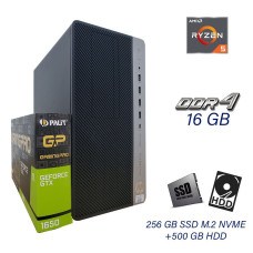 Ігровий ПК HP EliteDesk 705 G4 Tower / AMD Ryzen 5 PRO 2400G (4 (8) ядер 3,6 - 3,9 ГГц) / 16 ГБ DDR4 / 256 ГБ SSD M.2 NVME + 500 ГБ HDD / nVidia GeForce GTX 1650, 4 ГБ GDDR5, 128-bit NEW / Windows 10 PRO LIC б/в