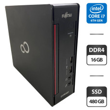 Неттоп Fujitsu Esprimo Q556 USFF / Intel Core i7-6700T (4 (8) ядра по 2.8 - 3.6 GHz) / 16 GB DDR4 / 480 GB SSD / Intel HD Graphics 530 / DisplayPort б/в