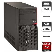 Ігровий ПК Б-клас Fujitsu Esprimo + Tower / Core i5-4430 (4 ядра по 3-3.2 GHz) / 8GB DDR3 / 240GB SSD / AMD Radeon HD 5570, 1 GB DDR3, 128bit / DVD-ROM б/в