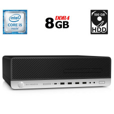 Комп'ютер HP EliteDesk 800 G3 SFF / Intel Core i5-6500 (4 ядра по 3.2 - 3.6 GHz) / 8 GB DDR4 / 500 GB HDD / Intel HD Graphics 530 / 180W / DVD-ROM / USB 3.1 / DisplayPort б/в