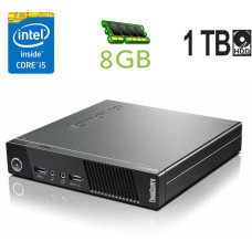 Неттоп Lenovo ThinkCentre M93 Tiny USFF / Intel Core i5-4440 (4 ядра по 3.1 - 3.3 GHz) / 8 GB DDR3 / 1000 GB HDD / Intel HD Graphics 4600 / DisplayPort б/в