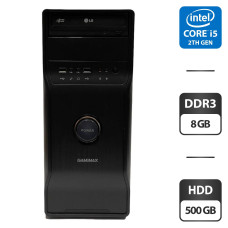 Комп'ютер GameMax Tower NEW / Intel Core i5-2400S (4 ядра по 2.5 - 3.3 GHz) / 8 GB DDR3 / 500 GB HDD / Intel HD Graphics 2000 / DVD-ROM / DVI б/в