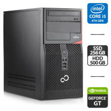 Комп'ютер Fujitsu Esprimo P520 E85+ Tower / Intel Core i5-4590 (4 ядра по 3.3 - 3.7 GHz) / 8 GB DDR3 / 256 GB SSD + 500 GB HDD / nVidia GeForce GT 610, 1 GB GDDR3, 64-bit / DVD-ROM / HDMI б/в