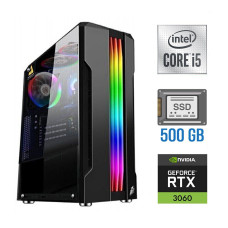 Ігровий ПК Tower Intel Core i5-10400F (6(12) ядер по 2.9-4.3 GHz) / 16GB DDR4 / 500GB SSD / GeForce RTX 3060, 12GB GDDR6, 192-bit