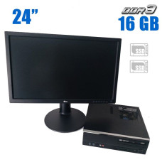 Комплект ПК: Gigabyte SFF / Intel Core i3-4150 (2(4) ядра по 3.5 GHz) / 16 GB DDR3 / 240 GB SSD / Intel HD Graphics 4400 + Монітор Б-клас 24" б/в