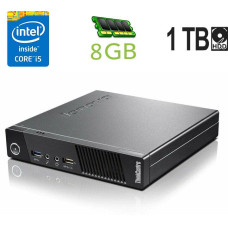 Неттоп Lenovo ThinkCentre M93 Tiny USFF / Intel Core i5-4570 (4 ядра по 3.2 - 3.6 GHz) / 8 GB DDR3 / 1000 GB HDD / Intel HD Graphics 4600 / DisplayPort б/в