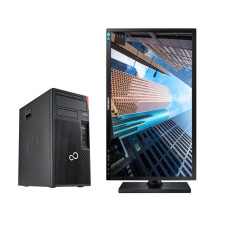 Комплект ПК: Fujitsu Esprimo P557 E85+ Tower / Intel Core i5-6400 (4 ядра по 2.7 - 3.3 GHz) / 16 GB DDR3 / 480 GB SSD / Intel HD Graphics 530 / 280W + Монітор 24" (1920x1080) TN б/в