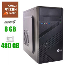 Комп'ютер Prime Qube QB05M U3 Tower / AMD Ryzen 5 5600G (6(12) ядра по 3.9-4.4 GHz) / 8GB DDR4 / 480GB SSD / AMD Radeon Vega 7 / 400W