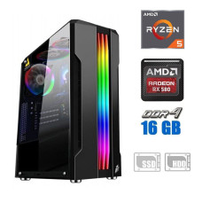 Ігровий ПК / AMD Ryzen 5 4500 (6 (12) ядер по 3.6 - 4.1 GHz) NEW / 16 GB DDR4 NEW / 120 GB SSD NEW + 500 GB HDD / AMD Radeon RX 580, 8 GB GDDR5, 256-bit / 500W NEW б/в