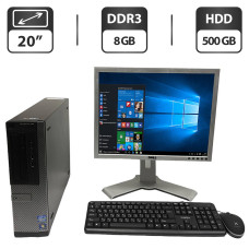 Комплект ПК: Dell OptiPlex 390 SFF / Intel Core i3-2120 (2 (4) ядра по 3.3 GHz) / 8 GB DDR3 / 500 GB HDD / Intel Graphics + Монітор Dell UltraSharp 2007FPb / 20" (1600x1200) TN / USB, VGA, DVI б/в