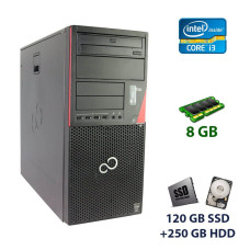 Комп'ютер Fujitsu Esprimo P420 E85+ Tower / Intel Core i3-4130 (2 ядра по 3.4 GHz) / 8 GB DDR3 / 120 GB SSD+250 GB HDD б/в