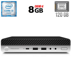 Неттоп HP ProDesk 600 G3 Mini USFF / Intel Core i3-6100T (2 (4) ядра по 3.2 GHz) / 8 GB DDR4 / 120 GB SSD / Intel HD Graphics 530 / DisplayPort б/в