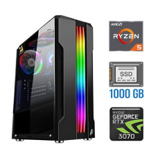 Ігровий ПК Tower / AMD Ryzen 5 3600 (6 (12) ядер по 3.6 - 4.2 GHz) NEW / 32 GB DDR4 NEW / 1000 GB SSD NEW / nVidia GeForce RTX 3070, 8 GB GDDR6, 256-bit / 600W NEW б/в